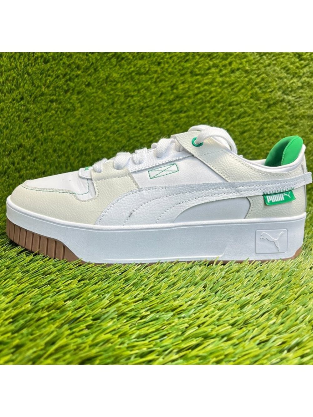 Puma Carina Street VTG Womens Size 10 White Gum Athletic Leather Shoes Sneakers - Picture 3 of 10